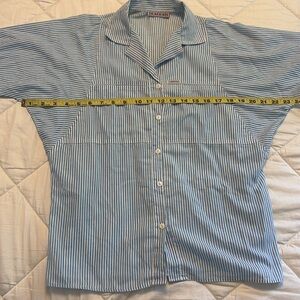 Vintage Blue & White Stripe Button Down Shirt with Collar